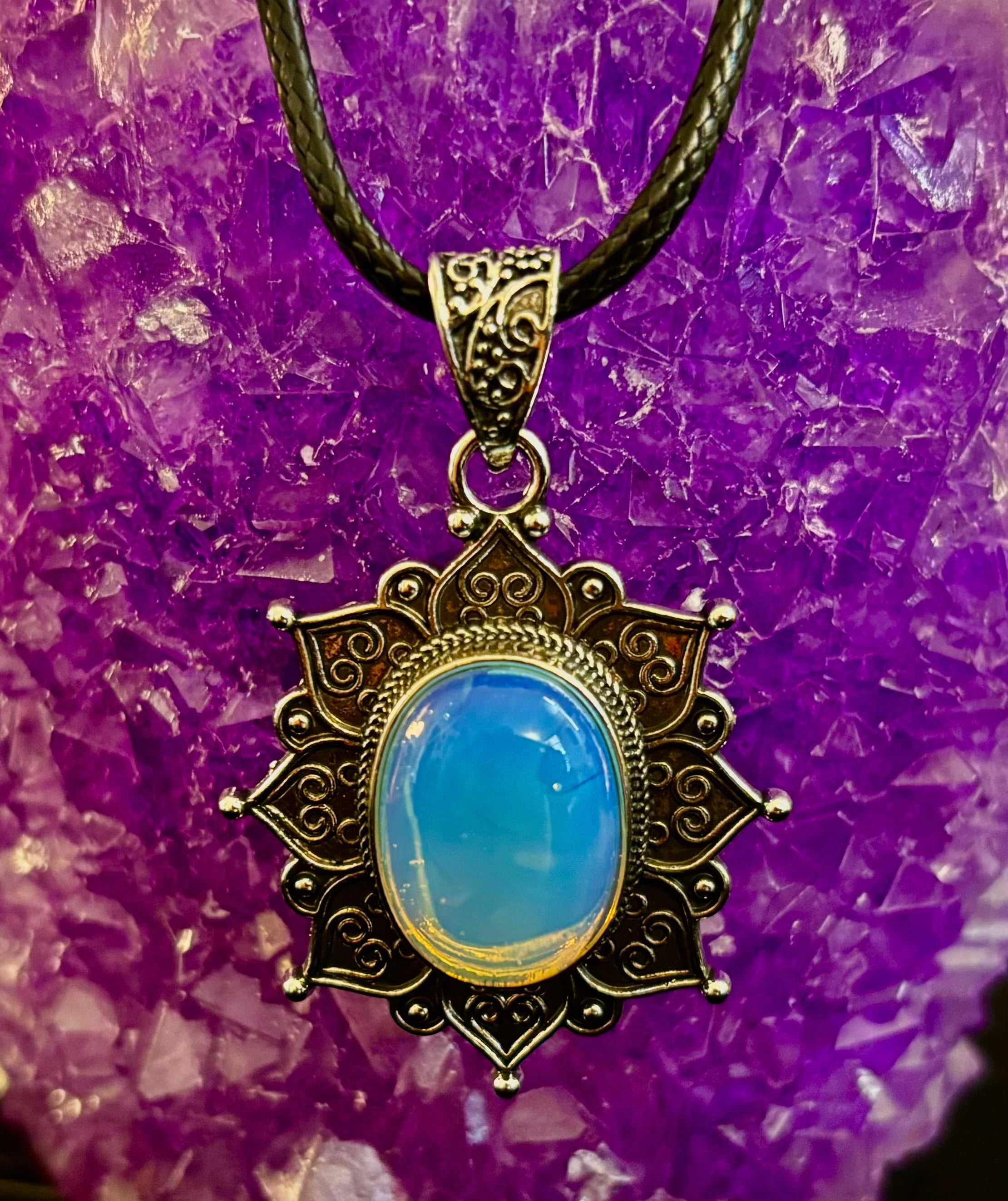 Bohemian Sunflower Moonstone Pendant Necklace | | Wiccan Center