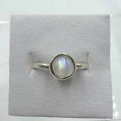 Sterling Silver Rainbow Moonstone Faceted Solitaire Ring – Size 10 – Intuition, Inner Growth & New Beginnings | Rings | Wiccan Center