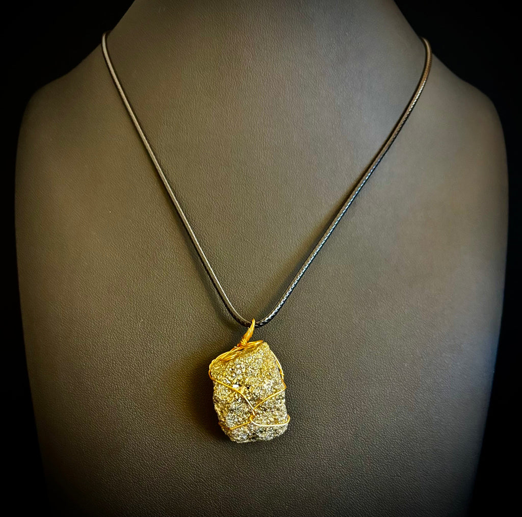 Handmade Pyrite Necklace – Genuine Crystal for Abundance & Strength | | Wiccan Center