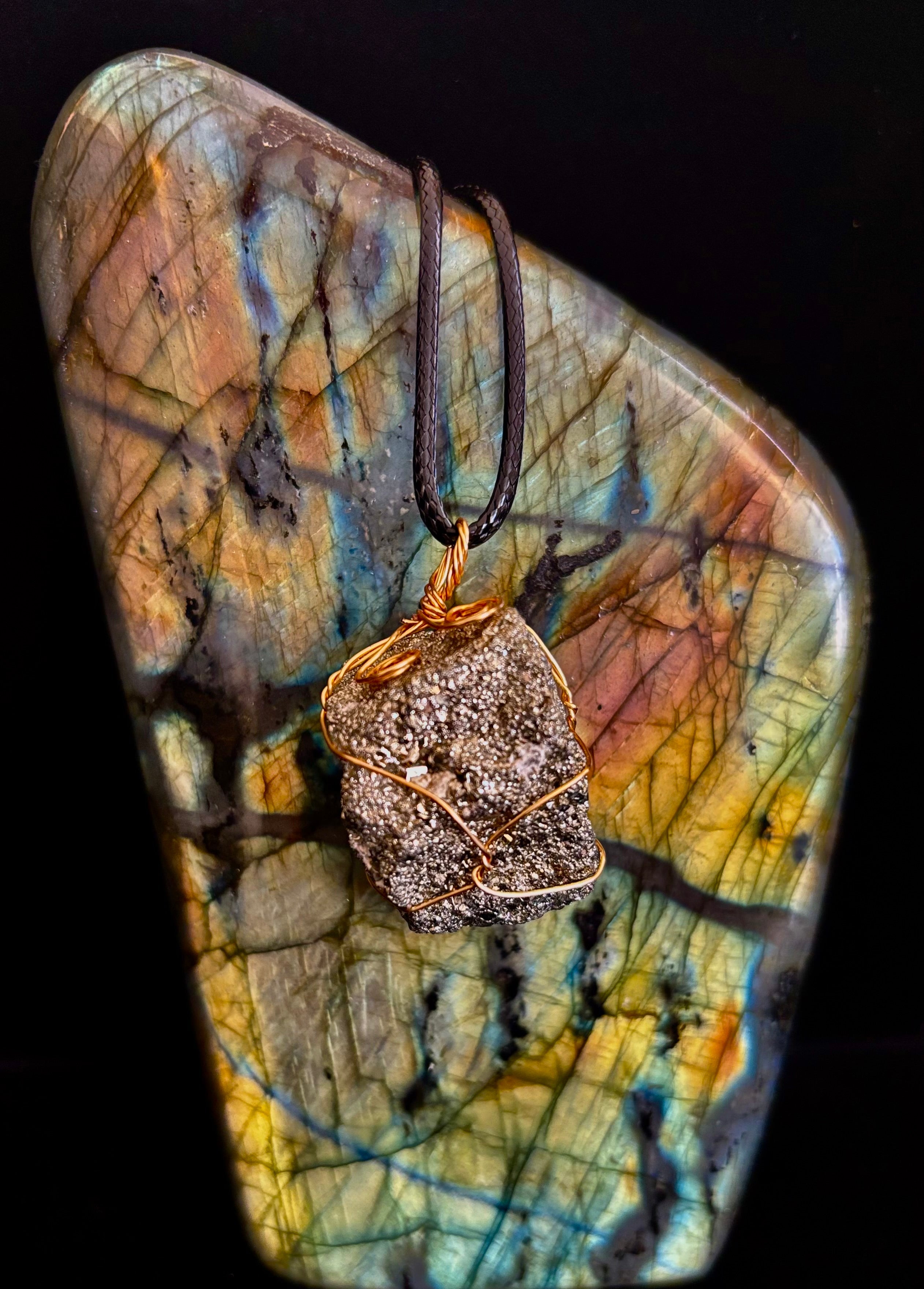 Handmade Pyrite Necklace – Genuine Crystal for Abundance & Strength | | Wiccan Center