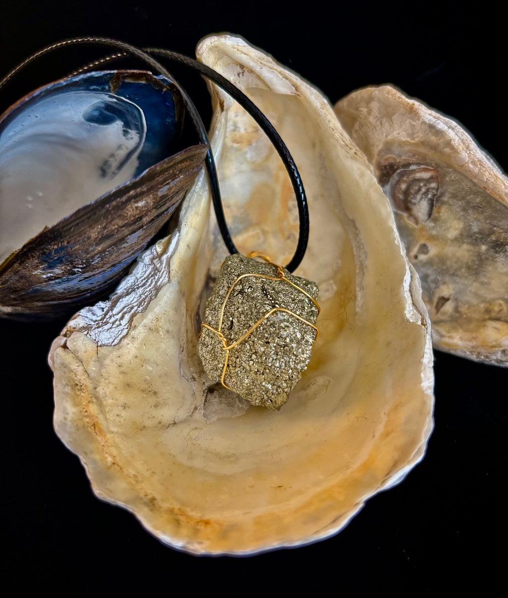 Handmade Pyrite Necklace – Genuine Crystal for Abundance & Strength | | Wiccan Center