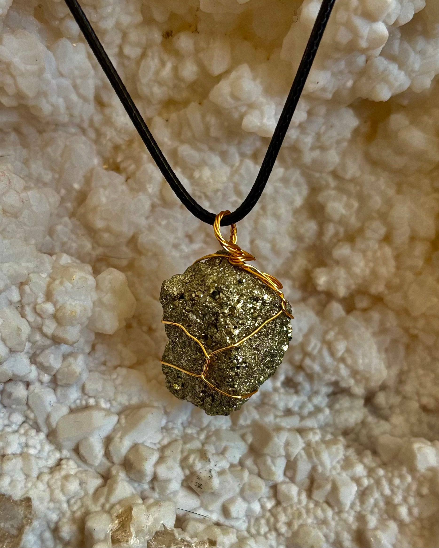 Handmade Pyrite Necklace – Genuine Crystal for Abundance & Strength | | Wiccan Center