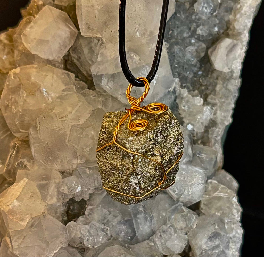 Handmade Pyrite Necklace – Genuine Crystal for Abundance & Strength | | Wiccan Center