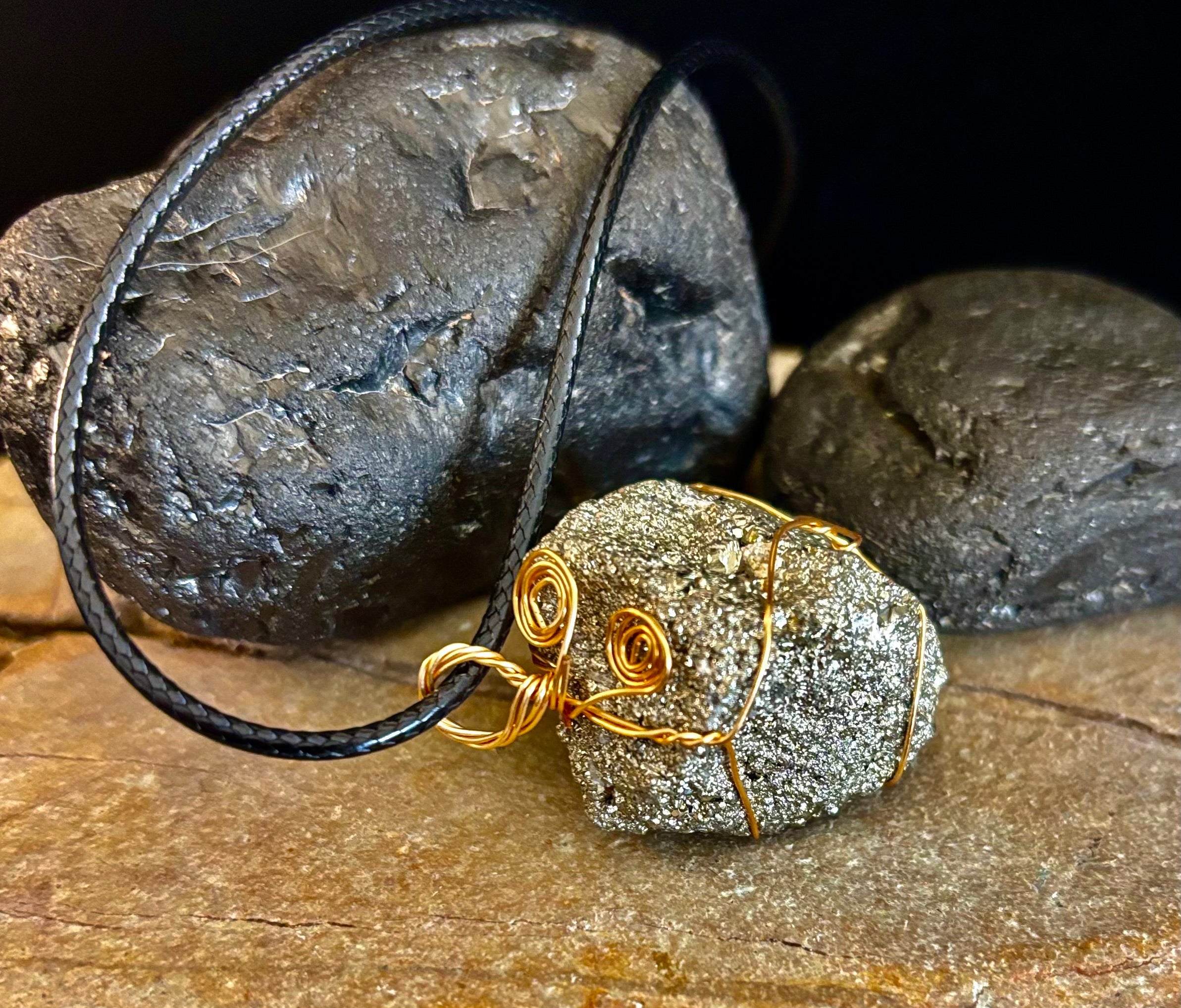 Handmade Pyrite Necklace – Genuine Crystal for Abundance & Strength | | Wiccan Center
