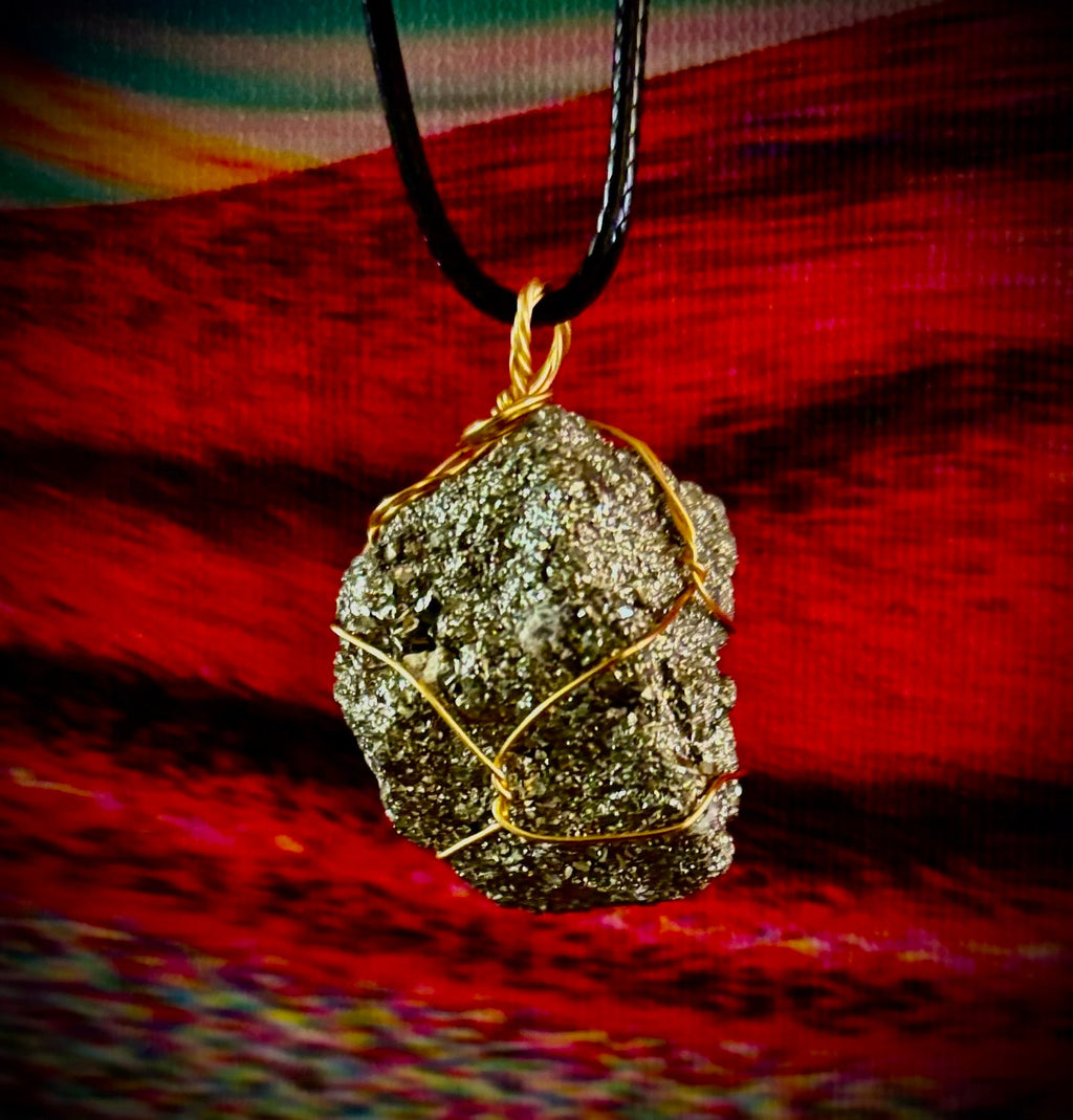 Handmade Pyrite Necklace – Genuine Crystal for Abundance & Strength | | Wiccan Center