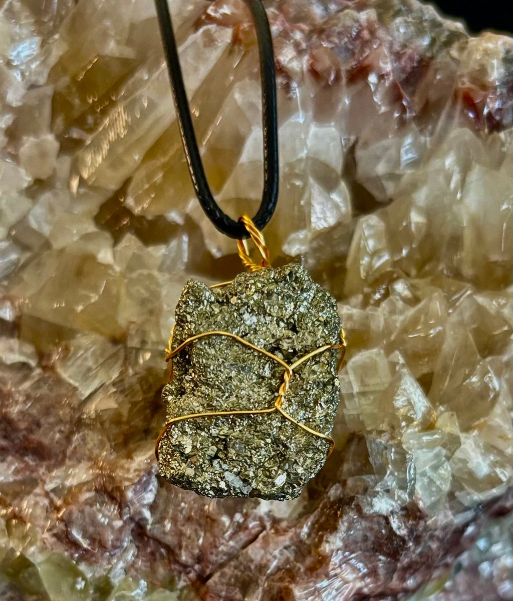 Handmade Pyrite Necklace – Genuine Crystal for Abundance & Strength | | Wiccan Center