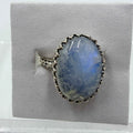 Sterling Silver Rainbow Moonstone Oval Beaded Ring – Size 6 – Intuition, Emotional Balance & New Beginnings | Rings | Wiccan Center