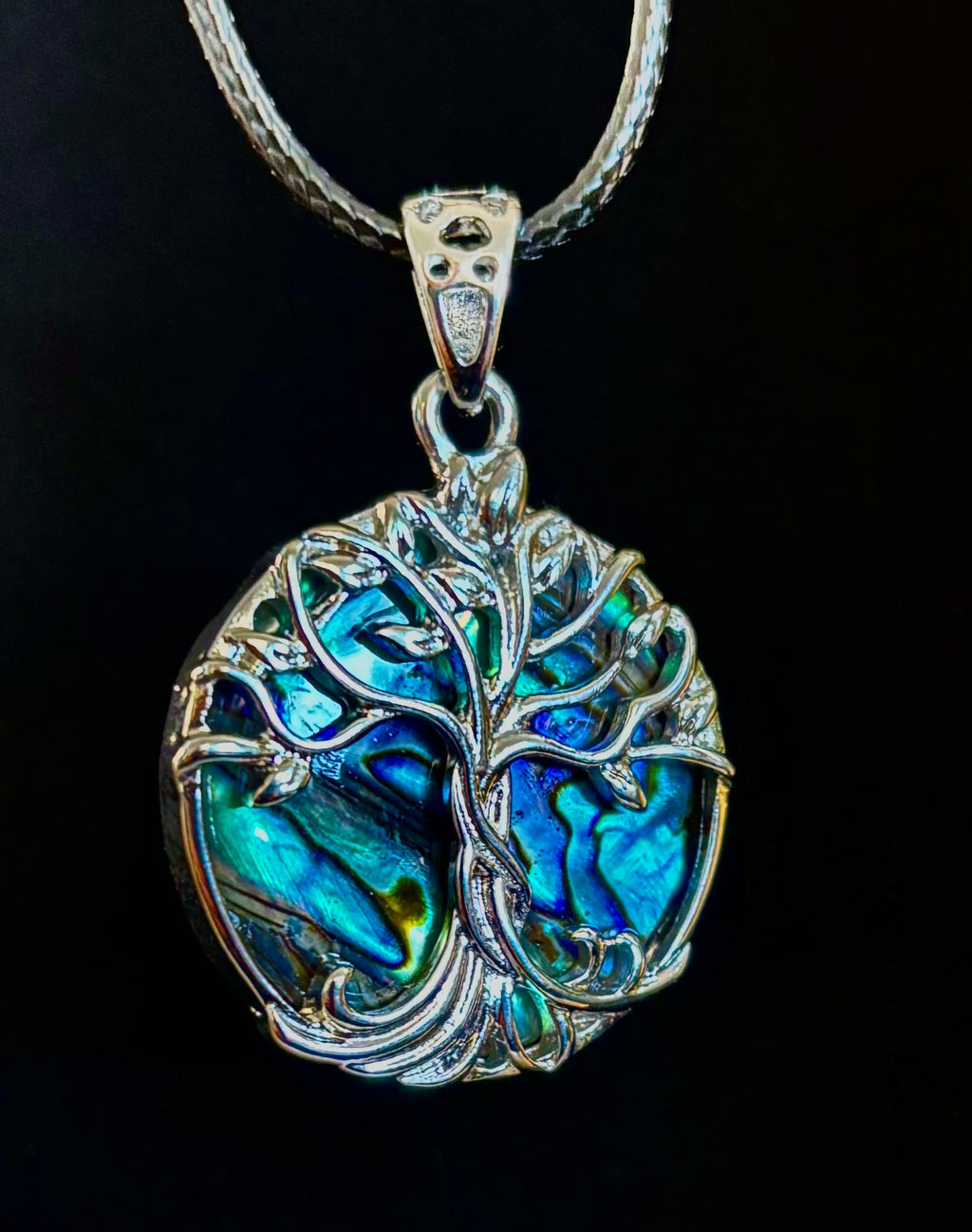 Tree of Life Abalone Pendant Necklace | 23” Rope Chain | Symbol of Growth, Strength & Harmony | | Wiccan Center