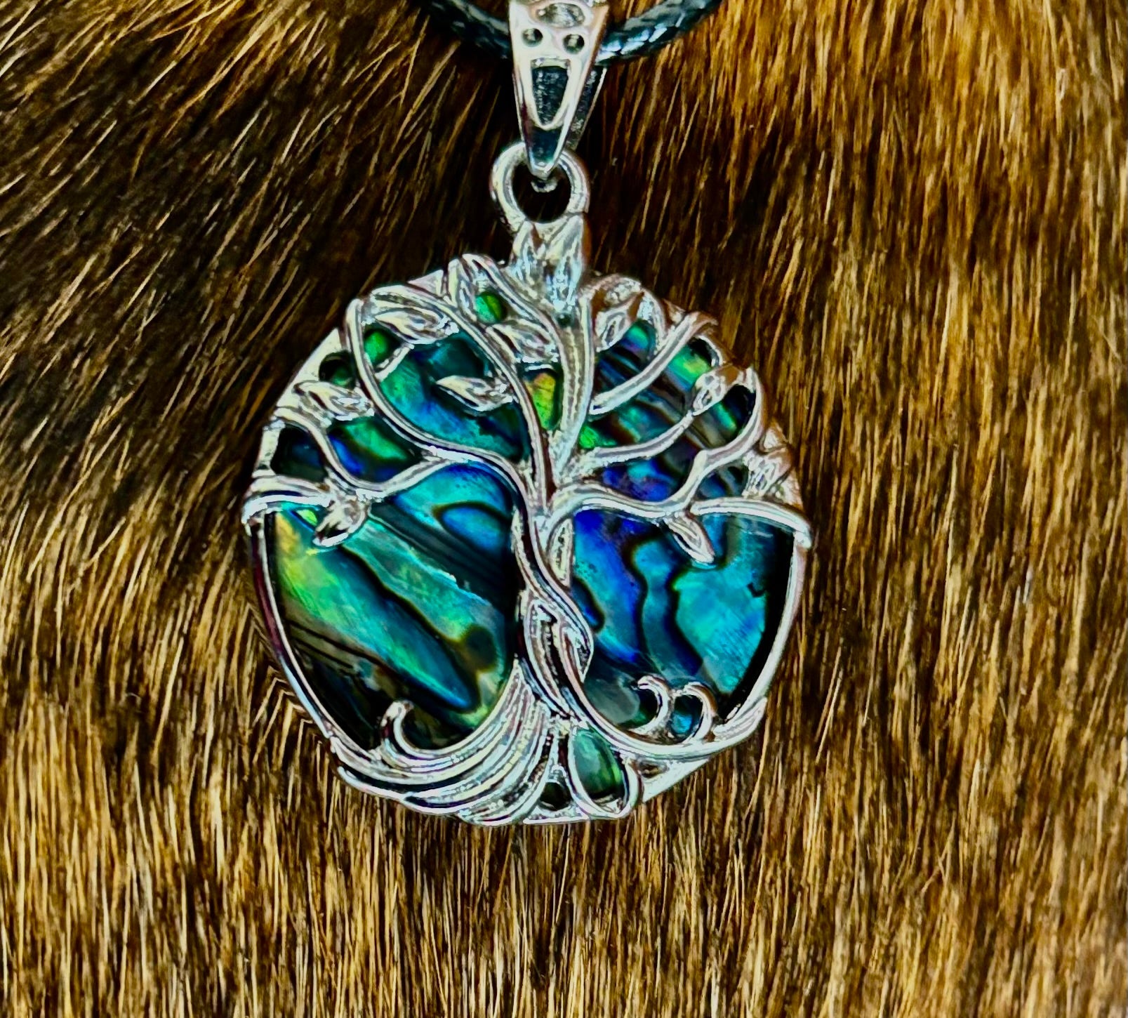 Tree of Life Abalone Pendant Necklace | 23” Rope Chain | Symbol of Growth, Strength & Harmony | | Wiccan Center