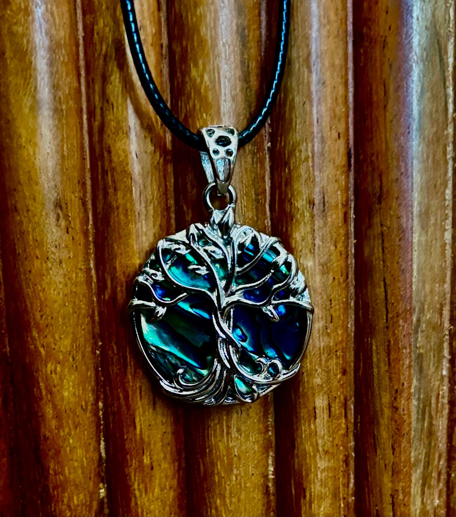 Tree of Life Abalone Pendant Necklace | 23” Rope Chain | Symbol of Growth, Strength & Harmony | | Wiccan Center