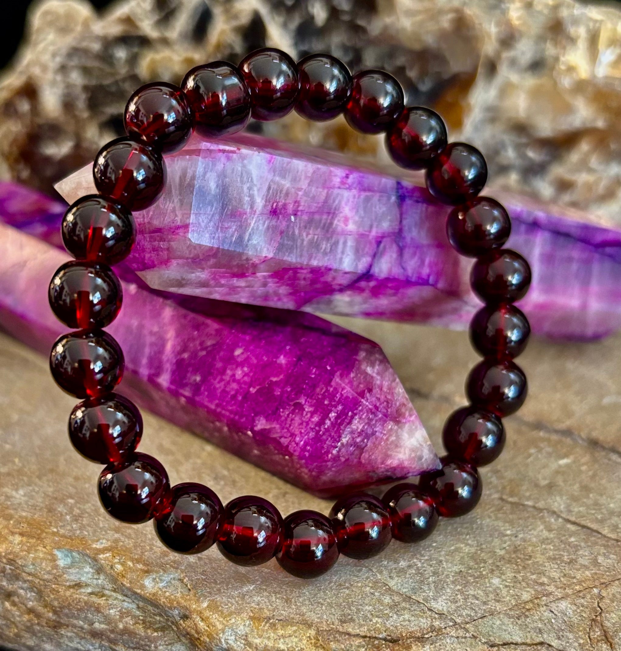 Garnet Wishing Bracelet – 8mm Beads for Passion, Protection & Manifestation | | Wiccan Center