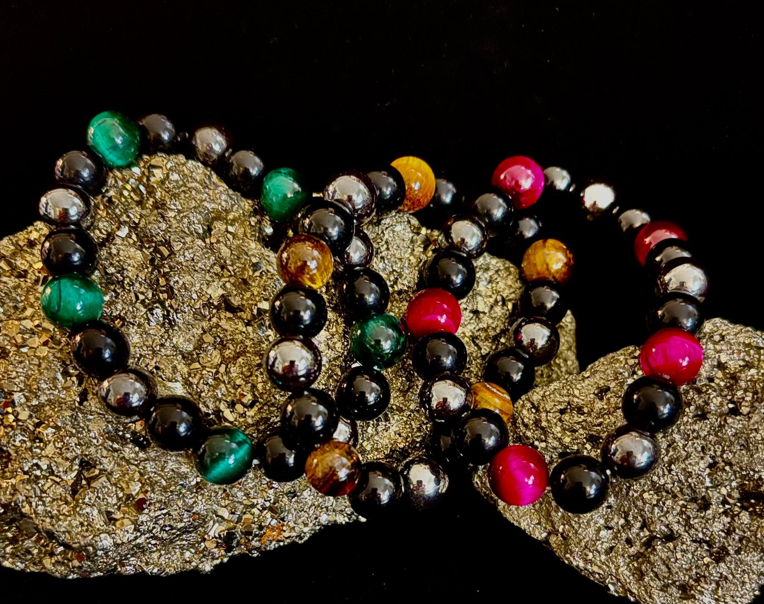Protection Energy Bracelets – Red, Green, and Tiger Eye Options | | Wiccan Center