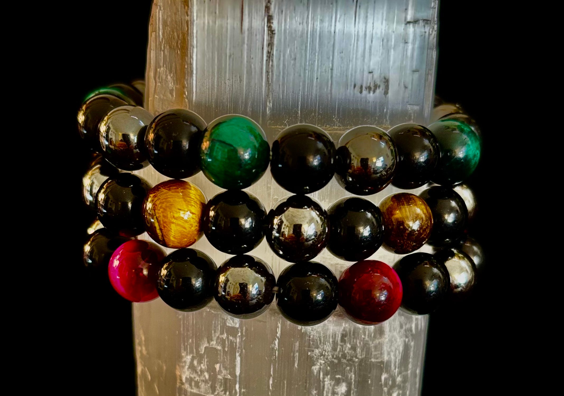 Protection Energy Bracelets – Red, Green, and Tiger Eye Options | | Wiccan Center