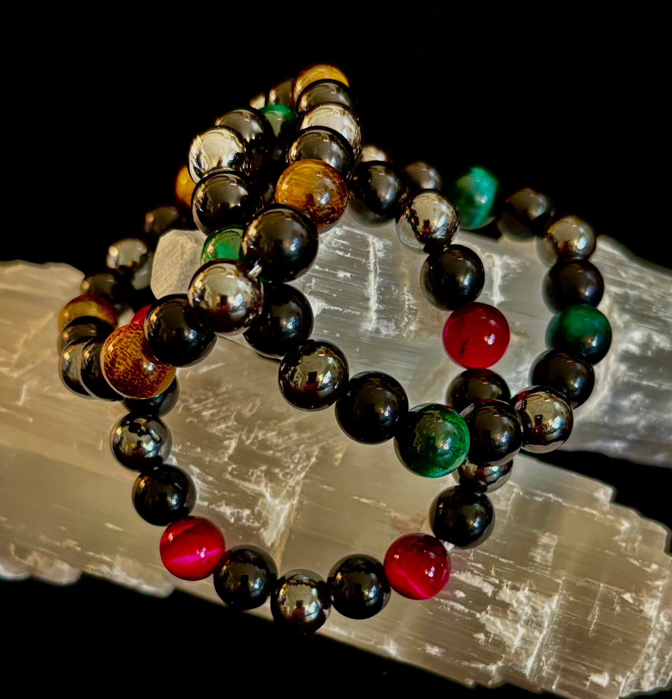 Protection Energy Bracelets – Red, Green, and Tiger Eye Options | | Wiccan Center