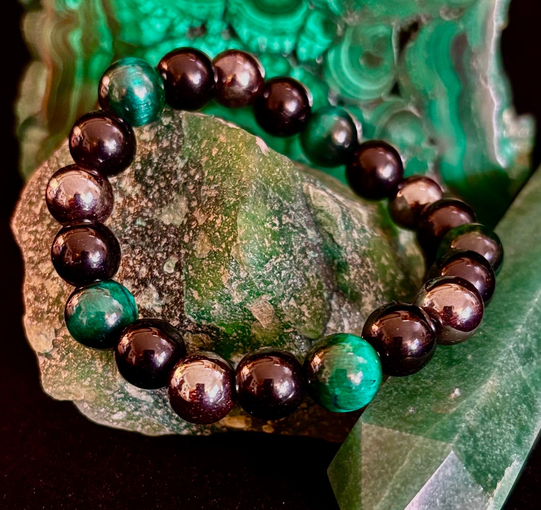 Protection Energy Bracelets – Red, Green, and Tiger Eye Options | | Wiccan Center