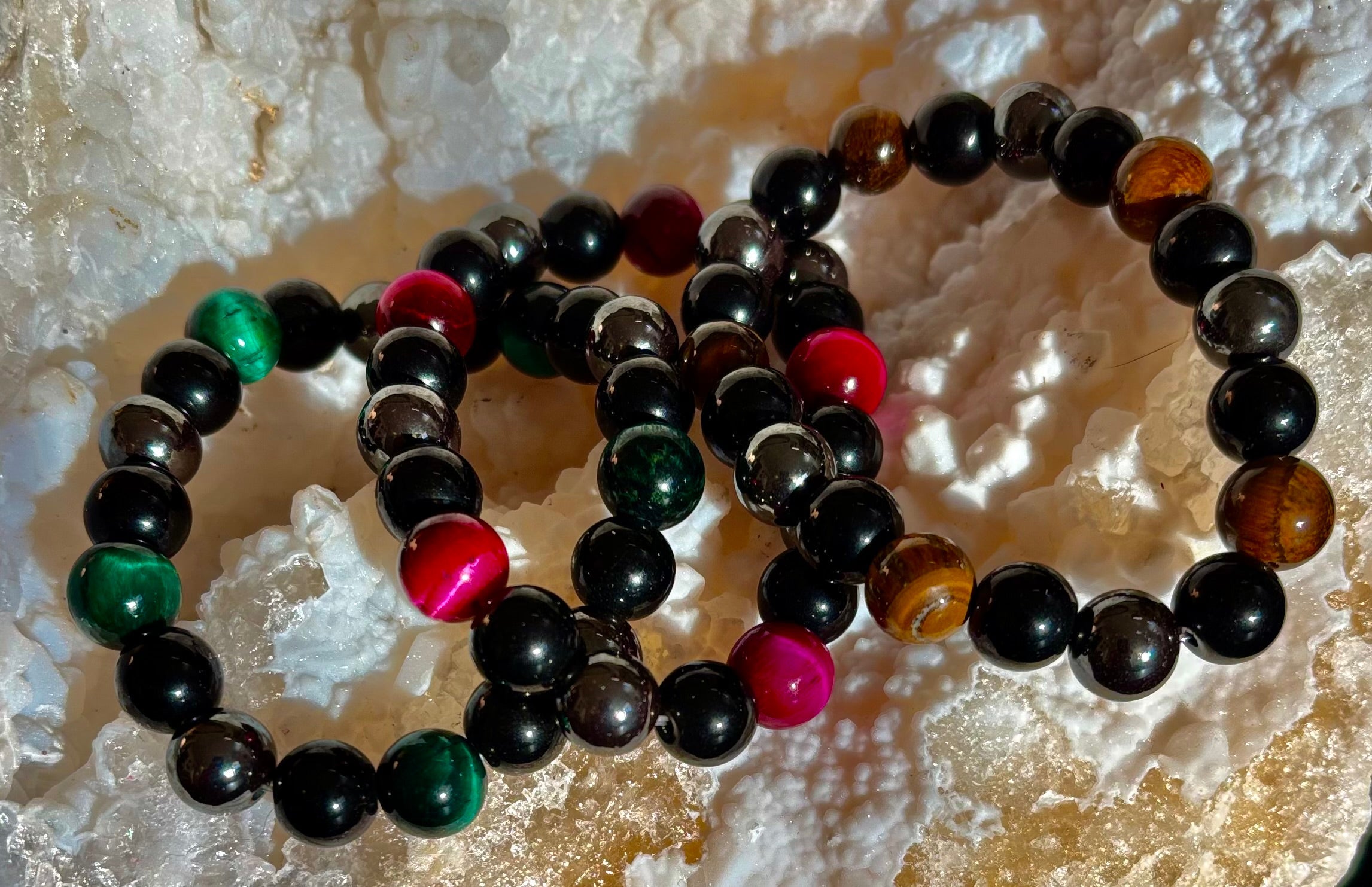 Protection Energy Bracelets – Red, Green, and Tiger Eye Options | | Wiccan Center