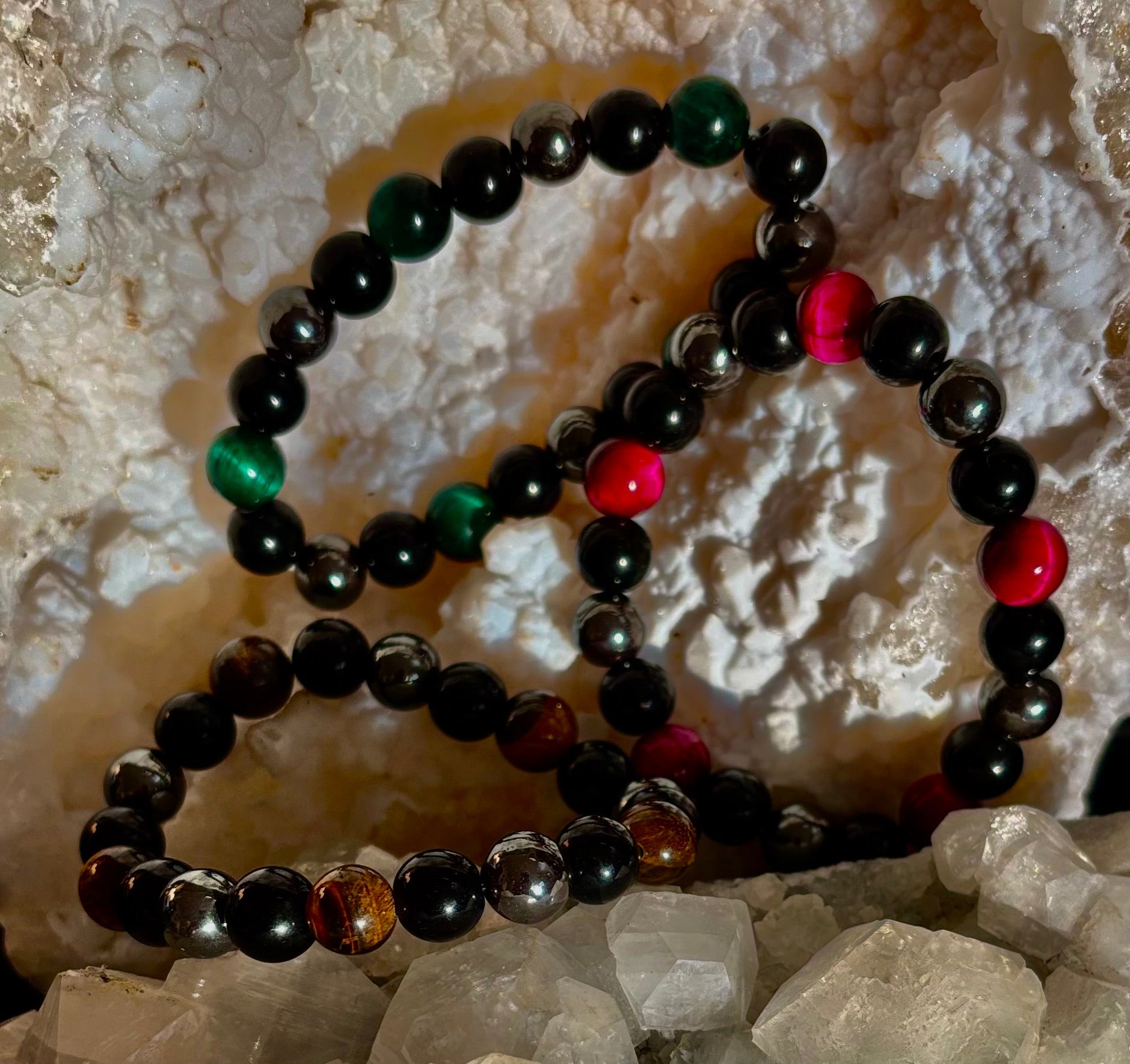 Protection Energy Bracelets – Red, Green, and Tiger Eye Options | | Wiccan Center