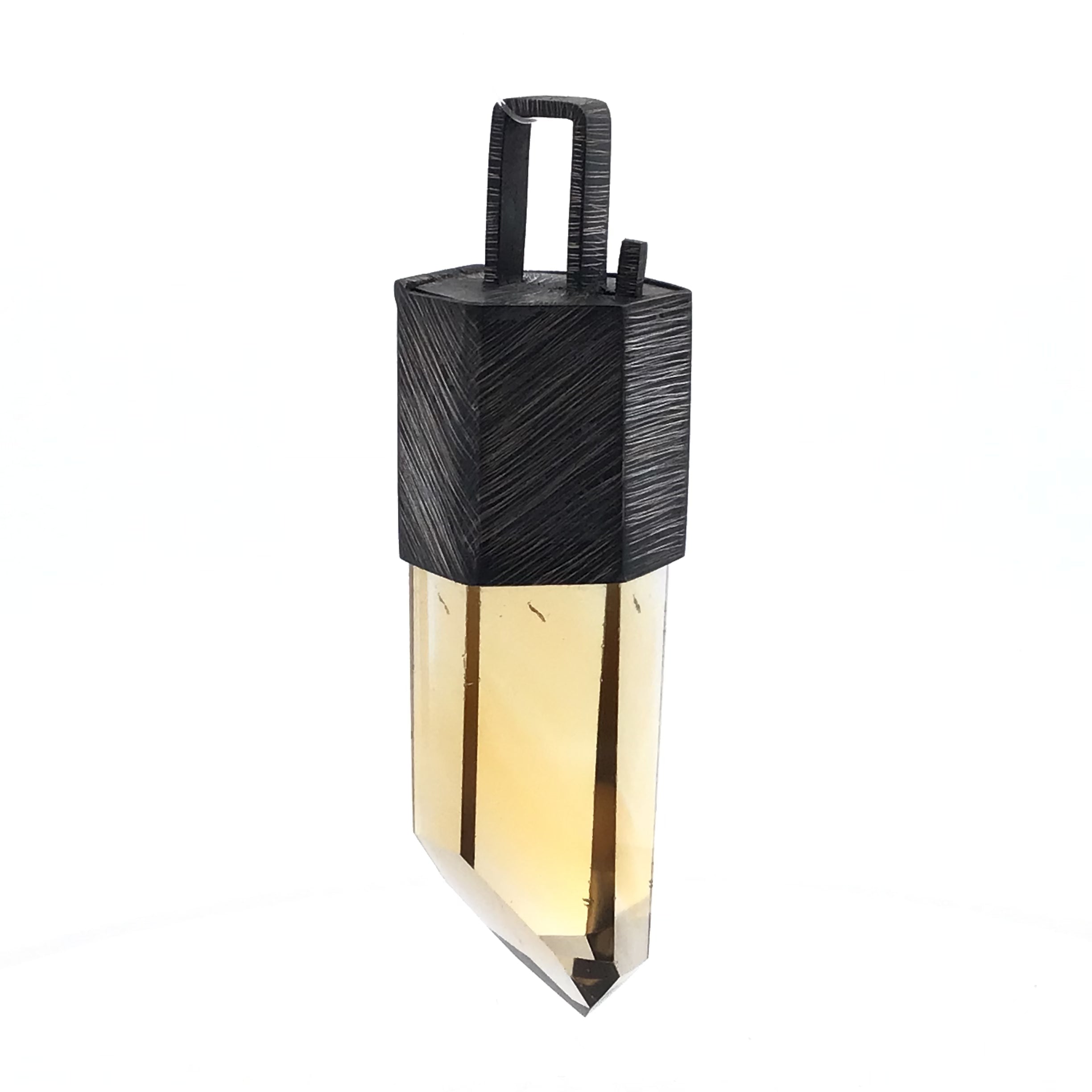 Smoky Citrine Crystal Point Pendant Bezel Set in Oxidized 925 Sterling Silver Lantern Column with Rectangle Bail | Gemstone Jewelry > Pendants | Wiccan Center