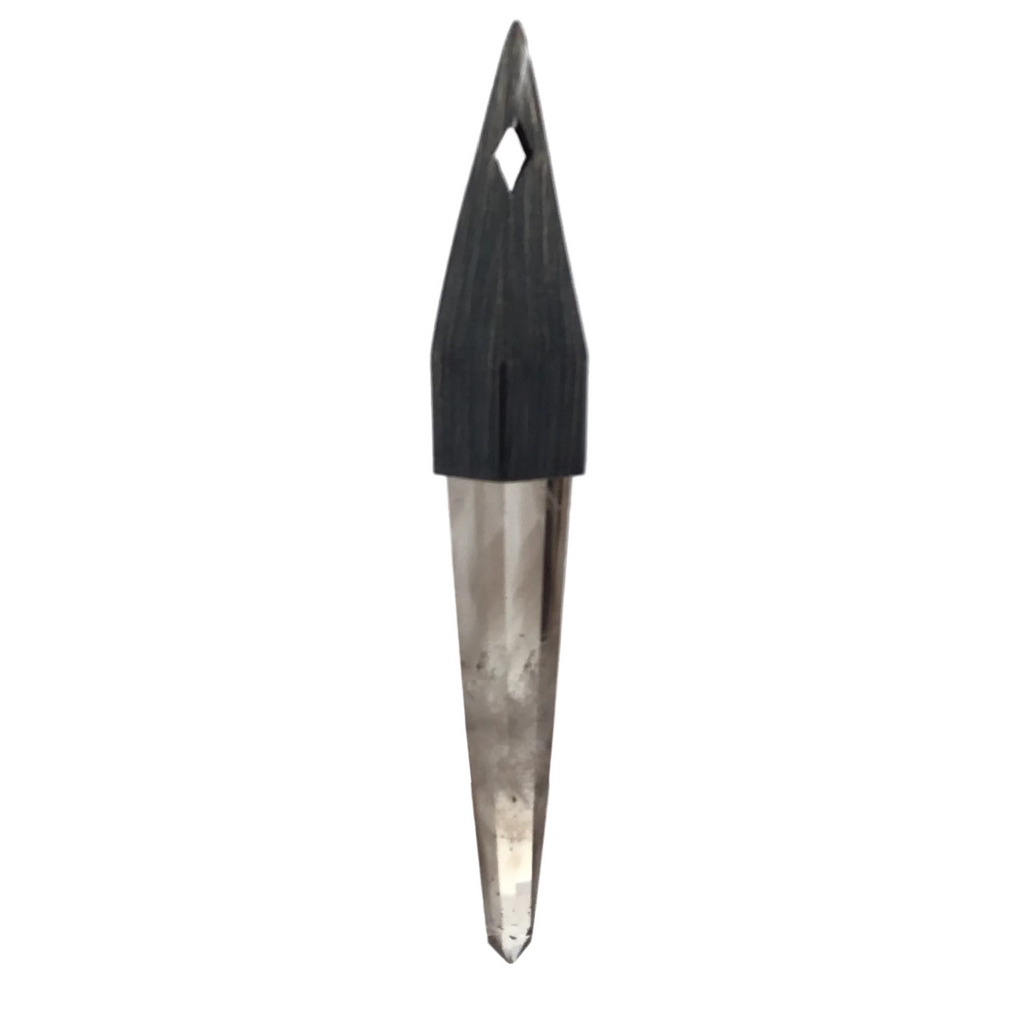 Polished Smoky Quartz Point Pendant Bezel Set in Oxidized 925 Sterling Silver Pointed Bail with Diamond Cut-Out - Crystal Home | Gemstone Jewelry > Pendants | Wiccan Center