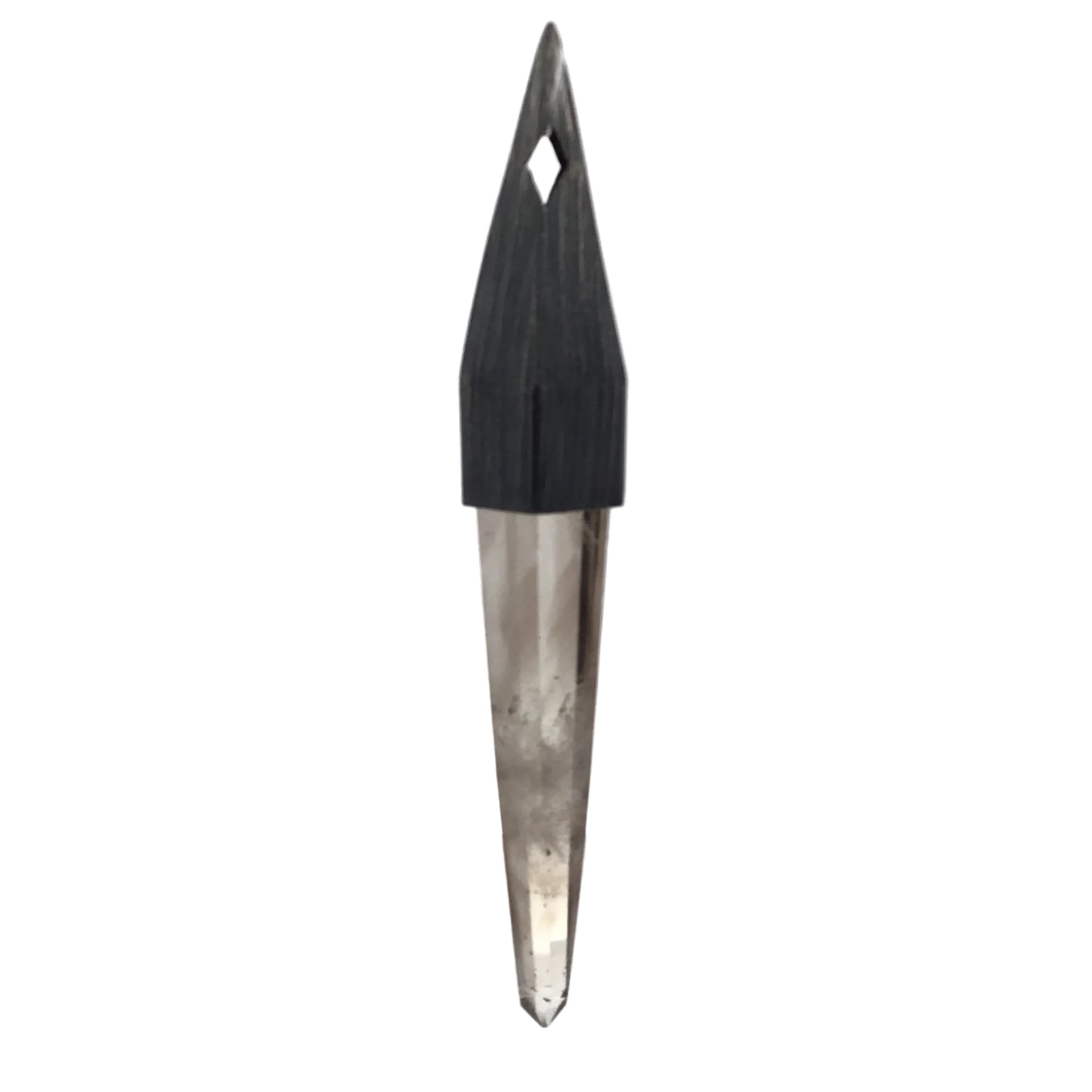Polished Smoky Quartz Point Pendant Bezel Set in Oxidized 925 Sterling Silver Pointed Bail with Diamond Cut-Out - Crystal Home | Gemstone Jewelry > Pendants | Wiccan Center