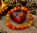 Orange Striped Agate Bracelet | 10mm Natural Stone Beads for Balance, Creativity & Confidence | | Wiccan Center