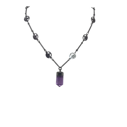 Single Point with Lantern Bezel & Plated Mini Tree of Life Chain - Sacred Geometry | Gemstone Jewelry > Necklaces | Wiccan Center