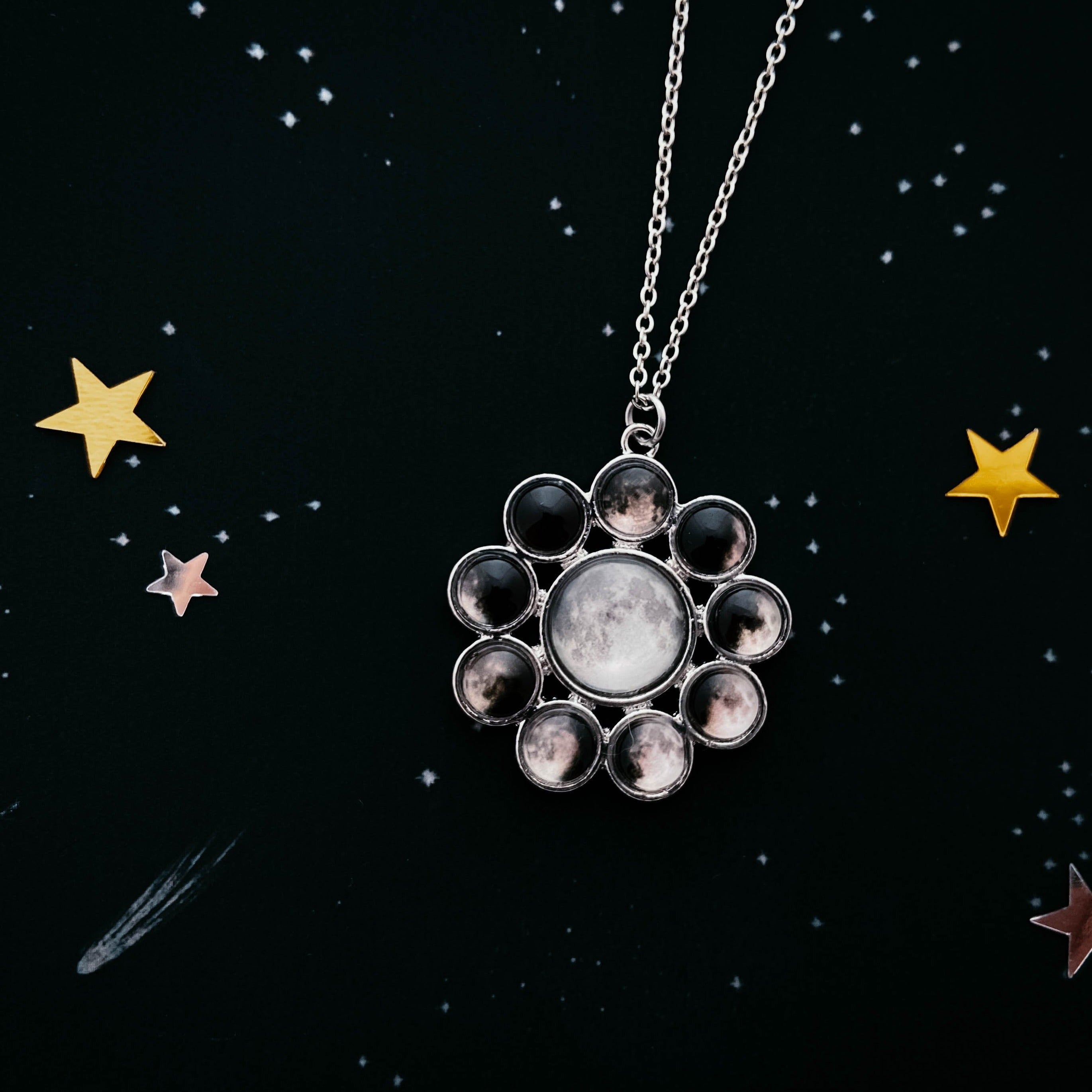 CLEARANCE Moon Phase Halo Pendant | Necklace | Wiccan Center