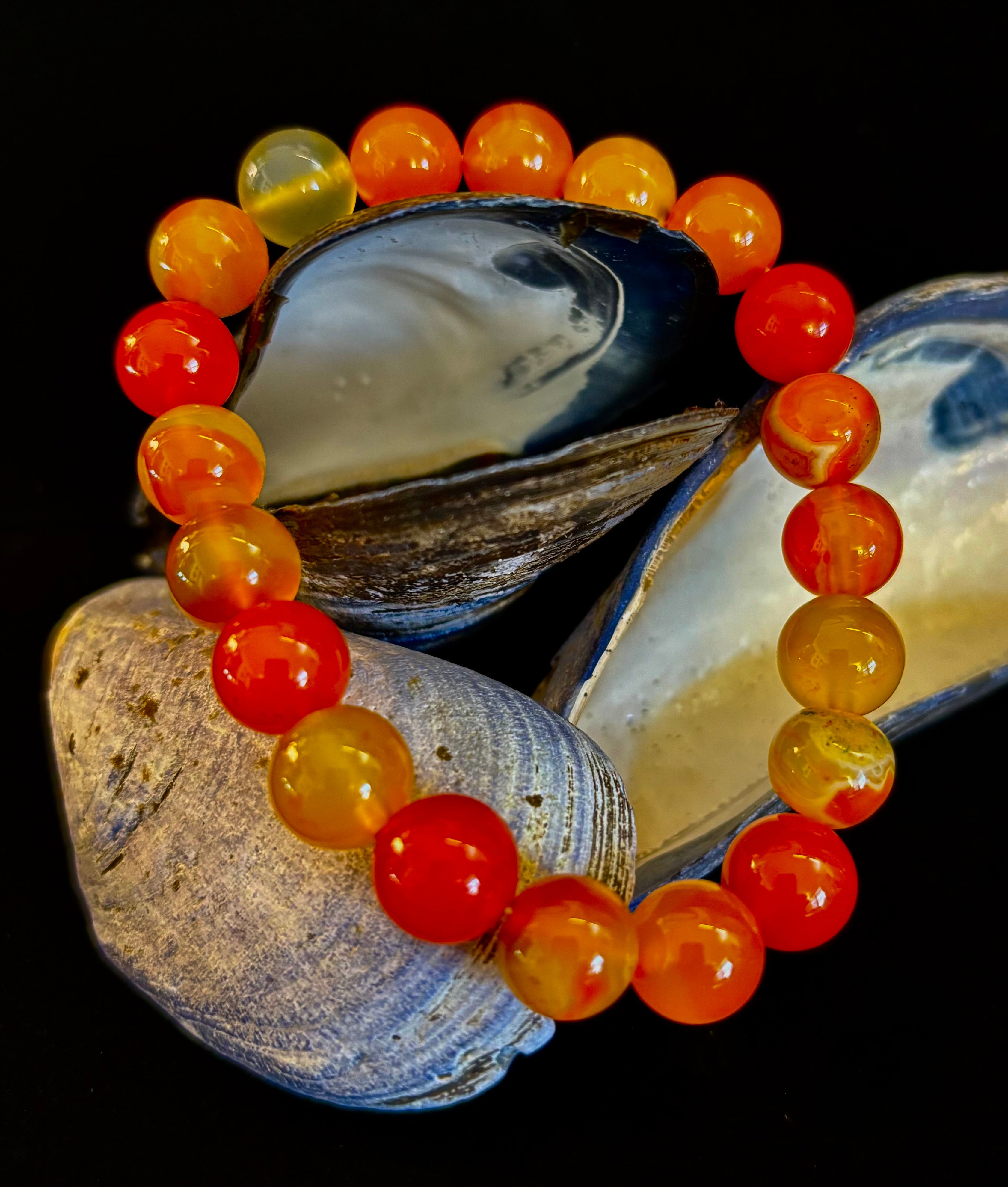 Orange Striped Agate Bracelet | 10mm Natural Stone Beads for Balance, Creativity & Confidence | | Wiccan Center