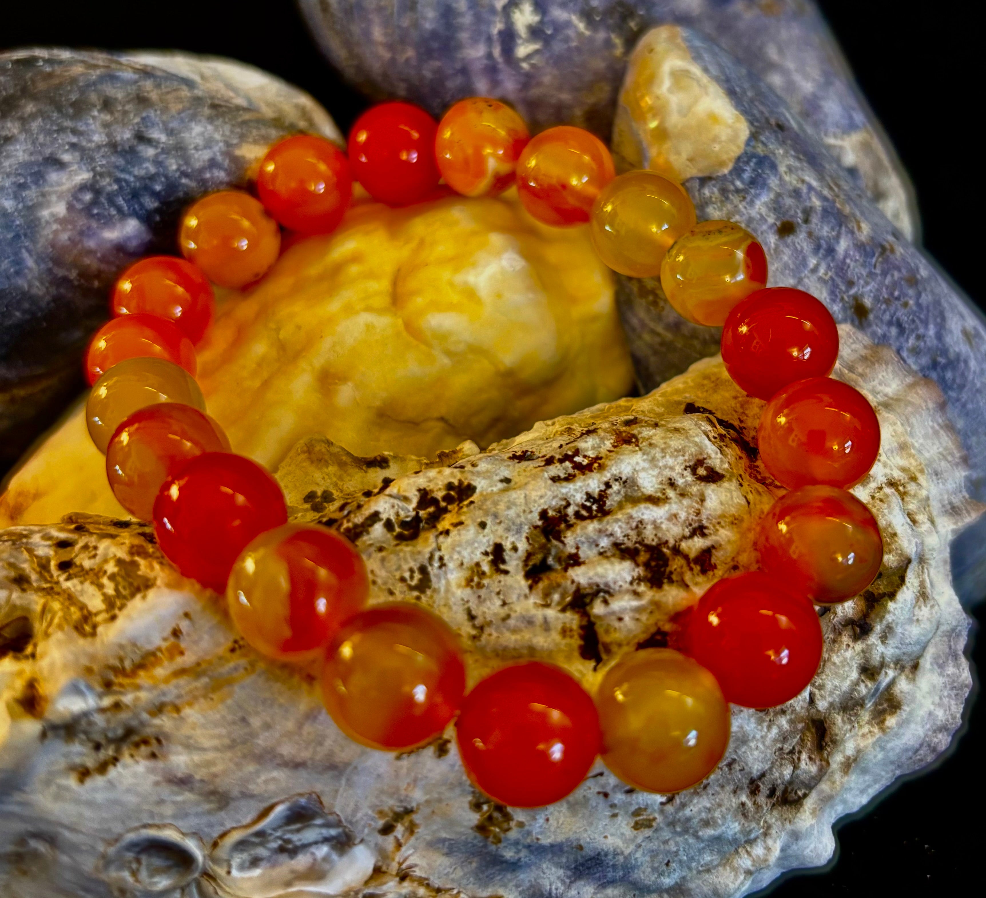 Orange Striped Agate Bracelet | 10mm Natural Stone Beads for Balance, Creativity & Confidence | | Wiccan Center