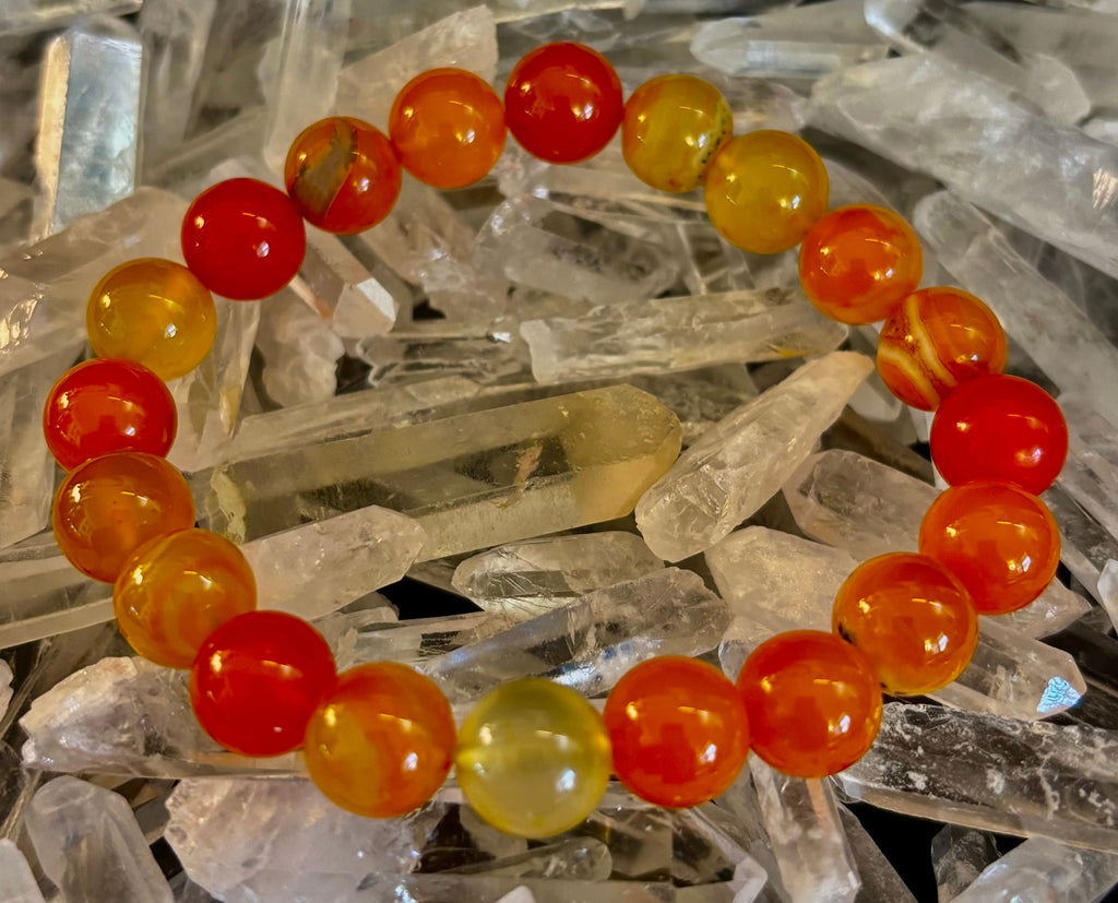 Orange Striped Agate Bracelet | 10mm Natural Stone Beads for Balance, Creativity & Confidence | | Wiccan Center