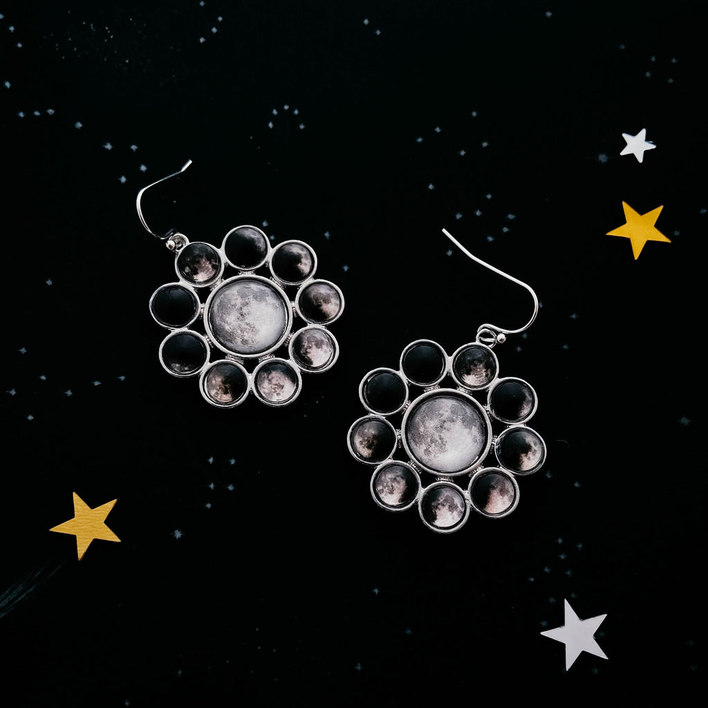CLEARANCE Moon Phases Halo Dangle Earrings | Earrings | Wiccan Center