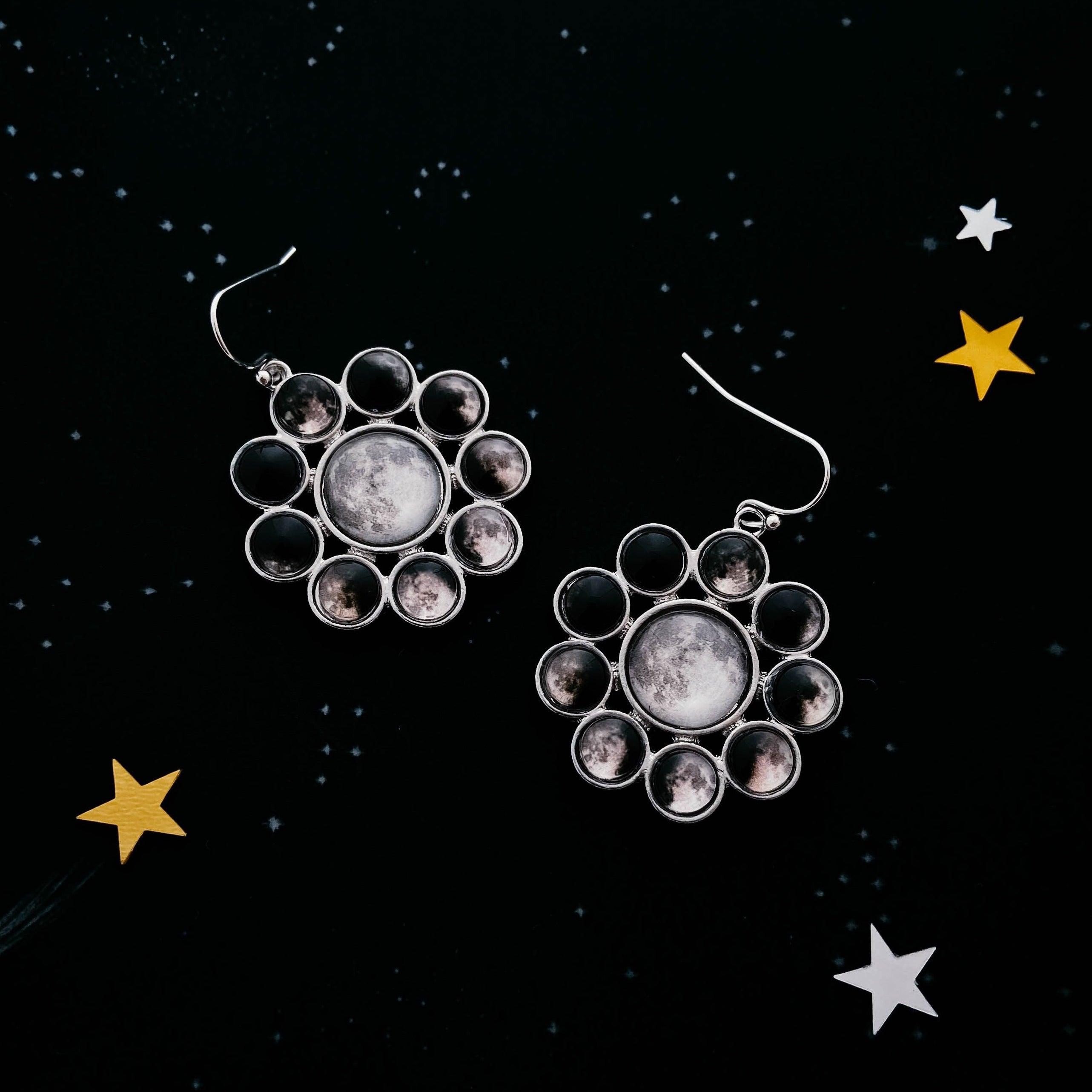CLEARANCE Moon Phases Halo Dangle Earrings | Earrings | Wiccan Center