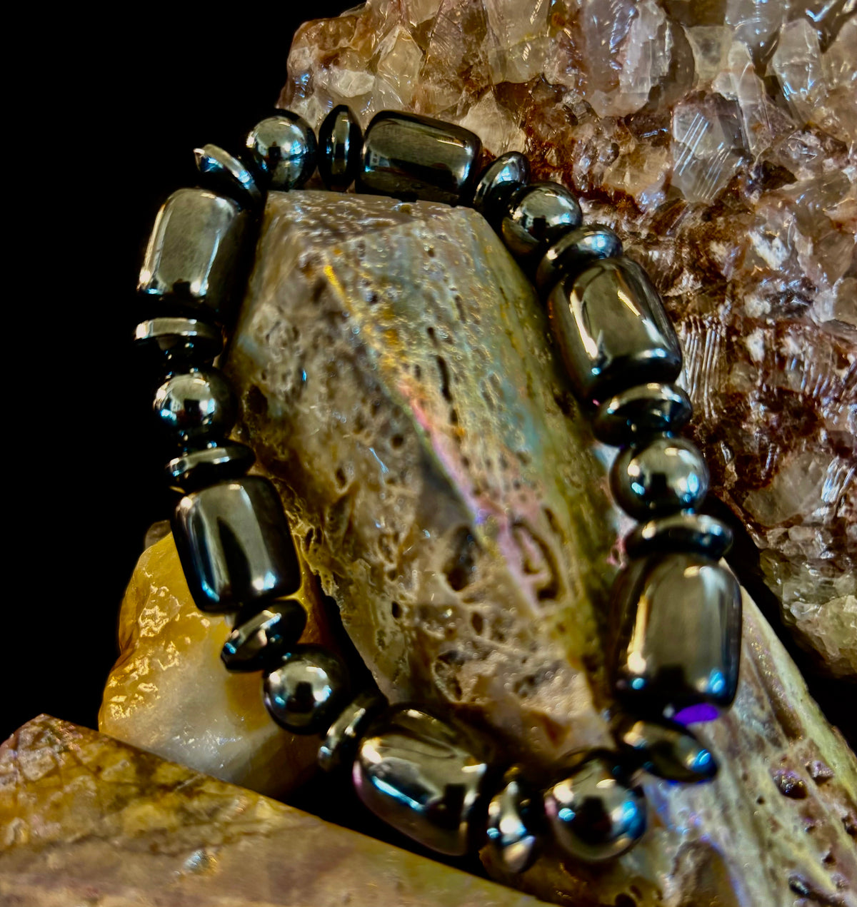 Power Play Bracelet | Geometric Healing Stone for Strength & Style (Large Wrists) | | Wiccan Center