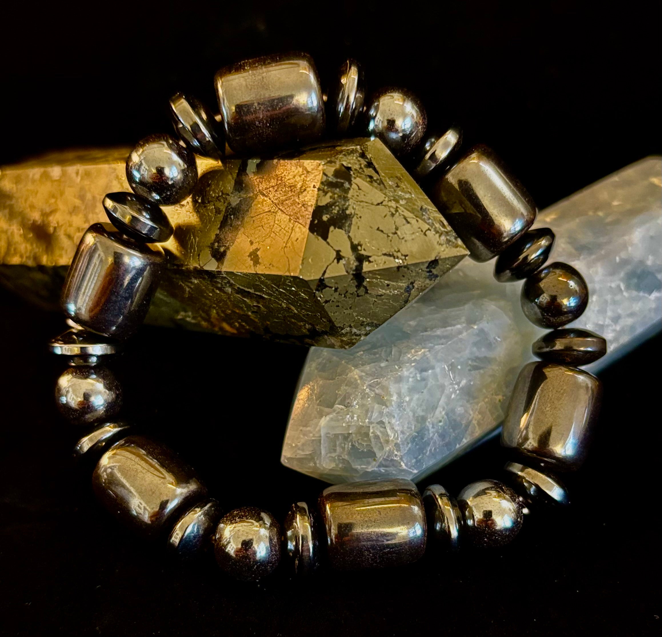 Power Play Bracelet | Geometric Healing Stone for Strength & Style (Large Wrists) | | Wiccan Center