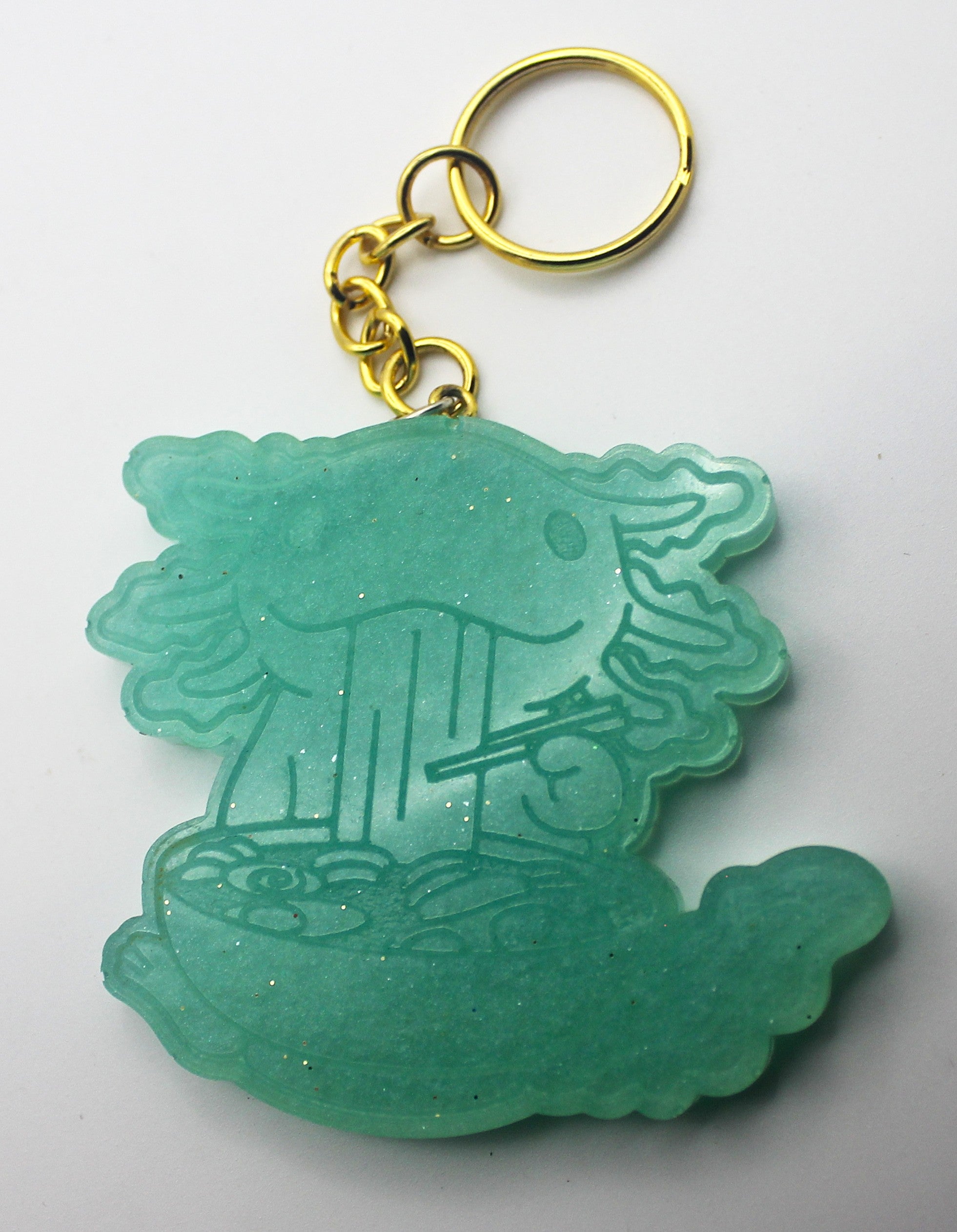 Resin Axolotl Eating Ramen Keychain | | Wiccan Center