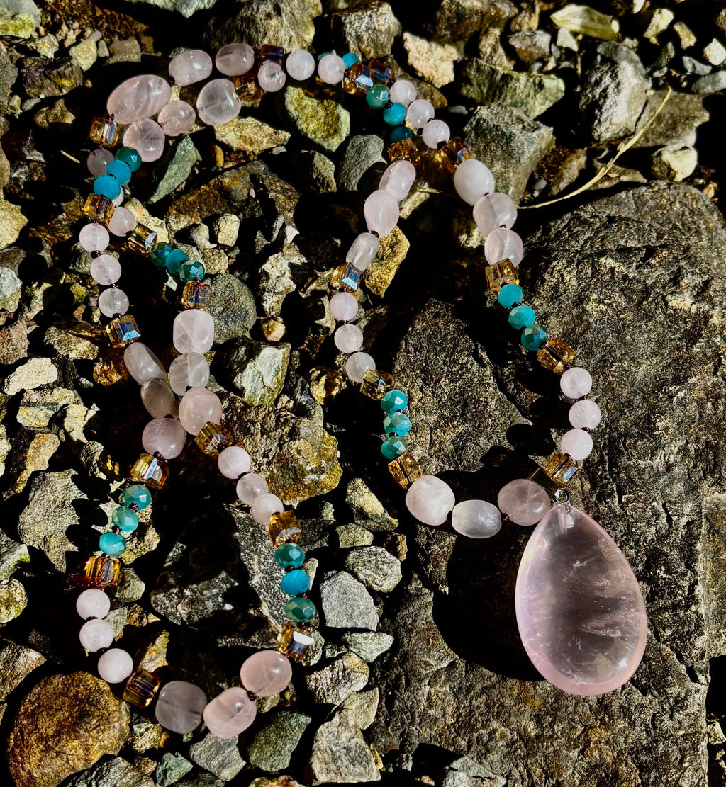 Blush Glow Harmony Necklace | Elegant Beaded Statement Jewelry | | Wiccan Center