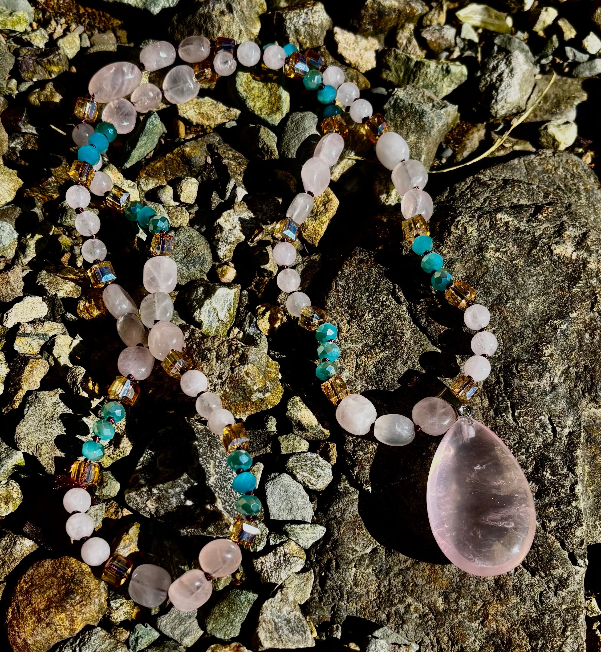 Blush Glow Harmony Necklace | Elegant Beaded Statement Jewelry | | Wiccan Center