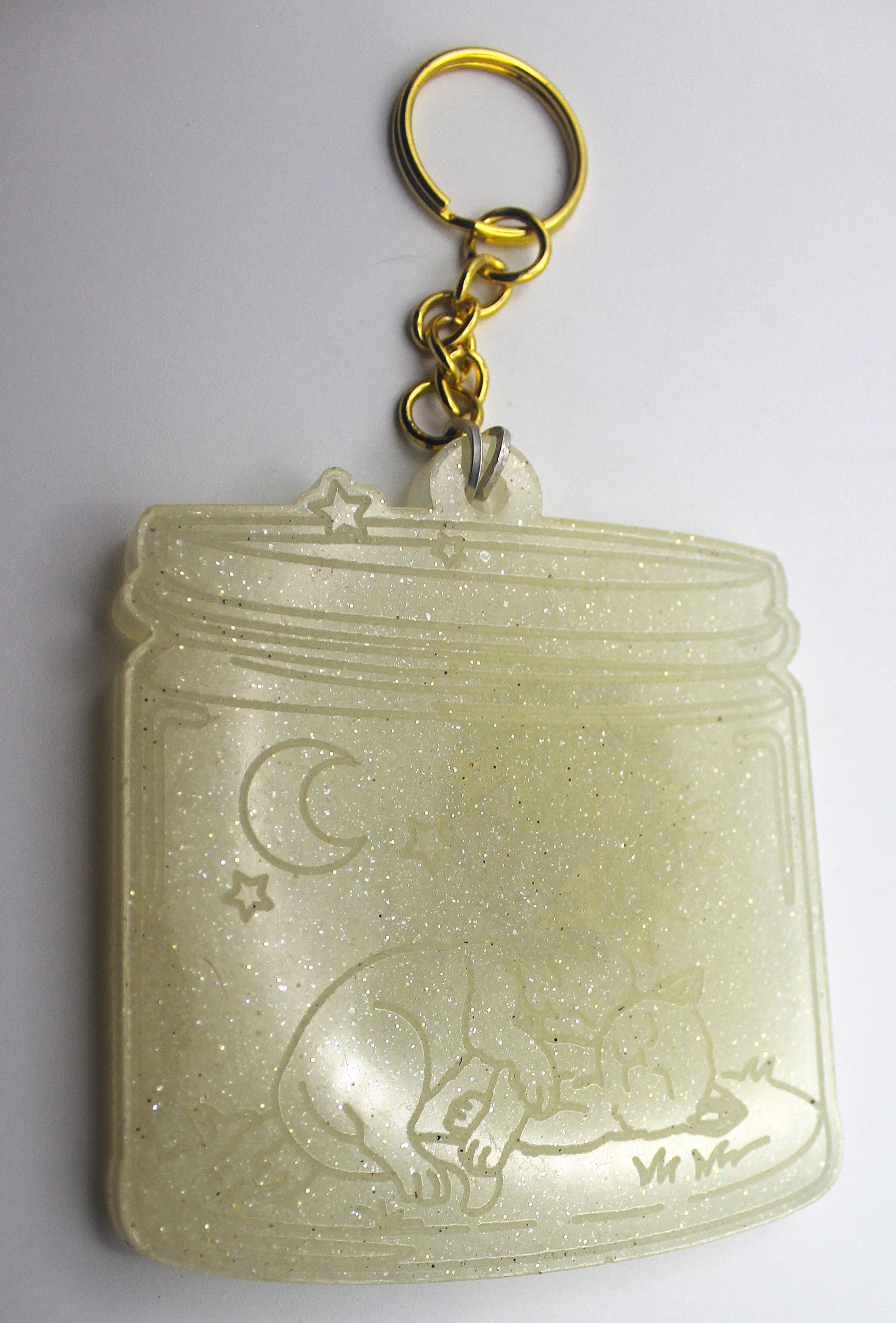 Resin Sleeping Cats Jar Keychain | | Wiccan Center