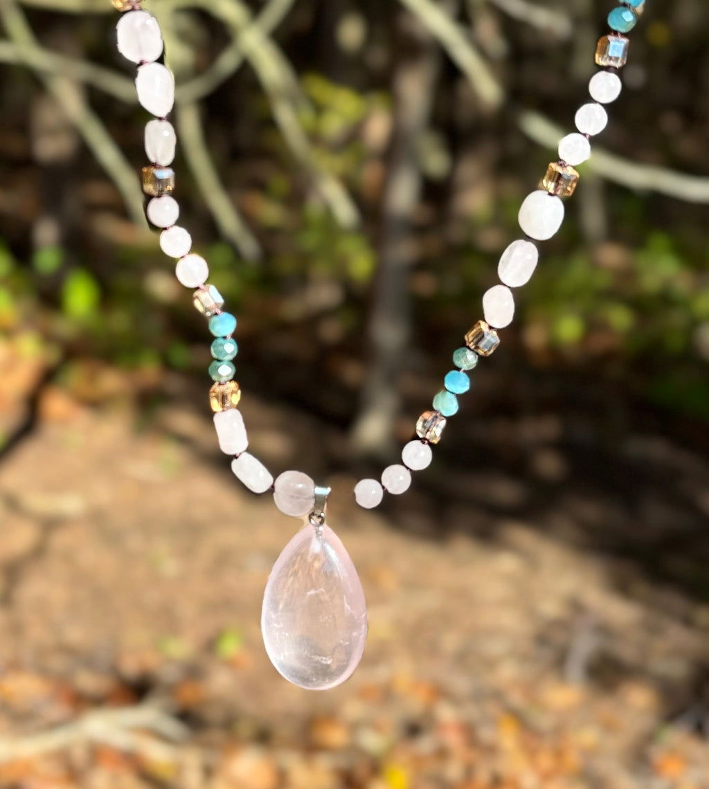 Blush Glow Harmony Necklace | Elegant Beaded Statement Jewelry | | Wiccan Center