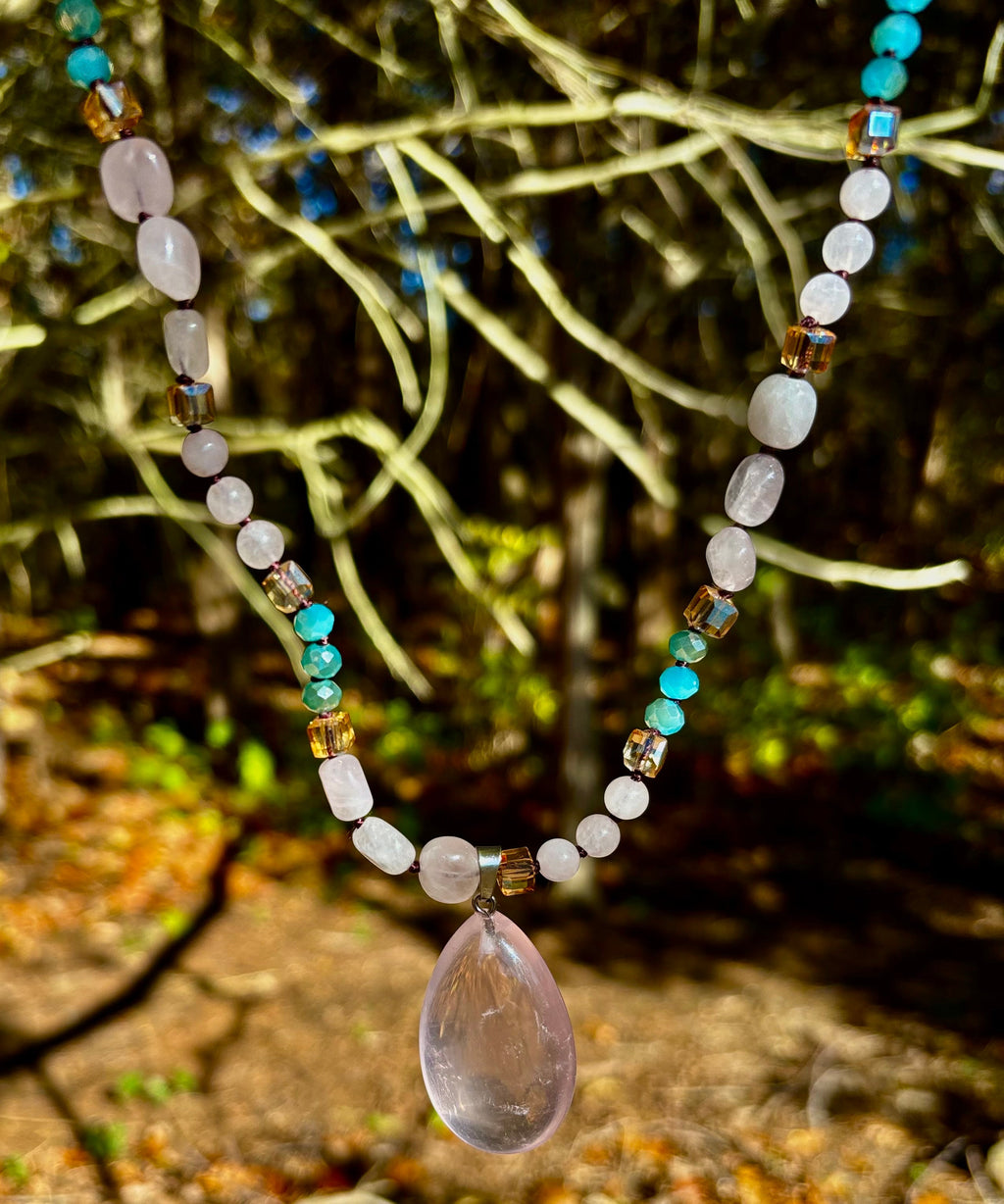 Blush Glow Harmony Necklace | Elegant Beaded Statement Jewelry | | Wiccan Center