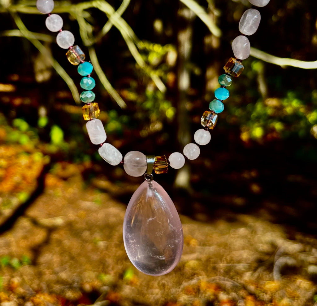 Blush Glow Harmony Necklace | Elegant Beaded Statement Jewelry | | Wiccan Center