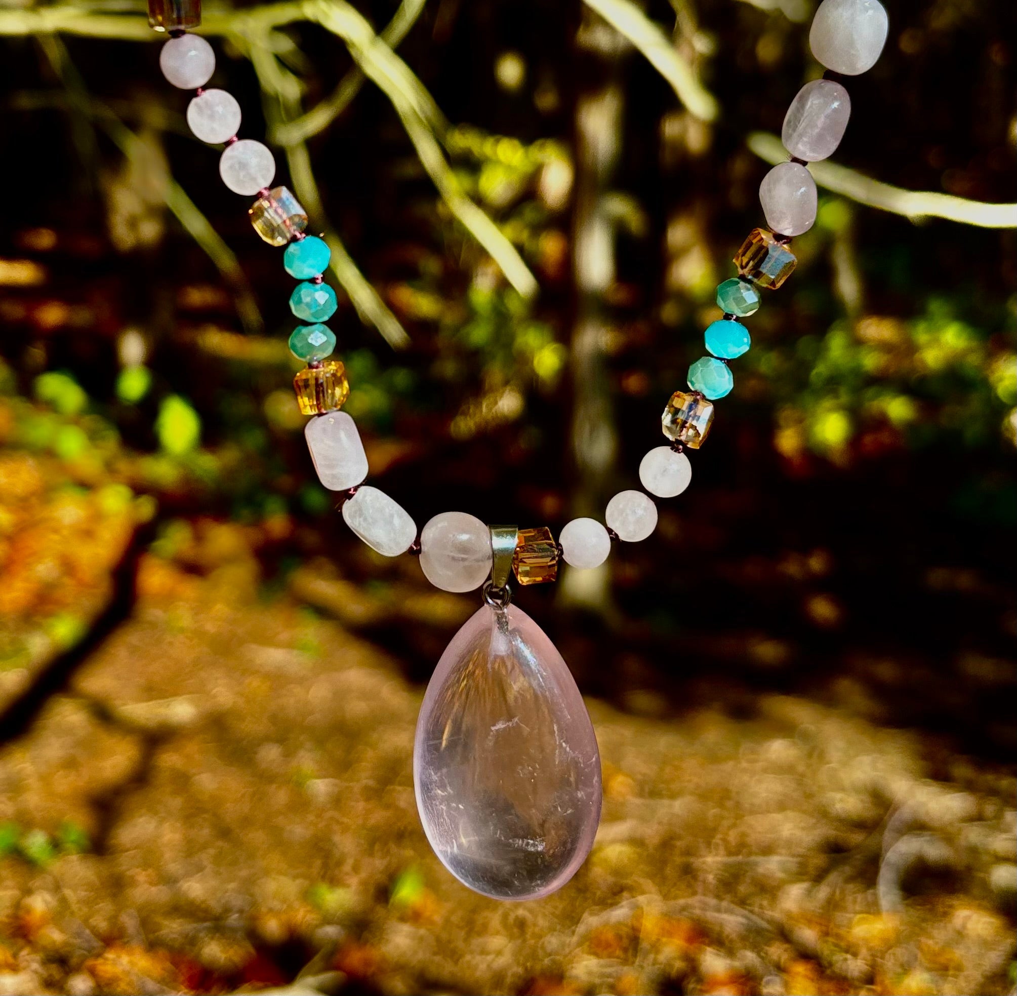 Blush Glow Harmony Necklace | Elegant Beaded Statement Jewelry | | Wiccan Center