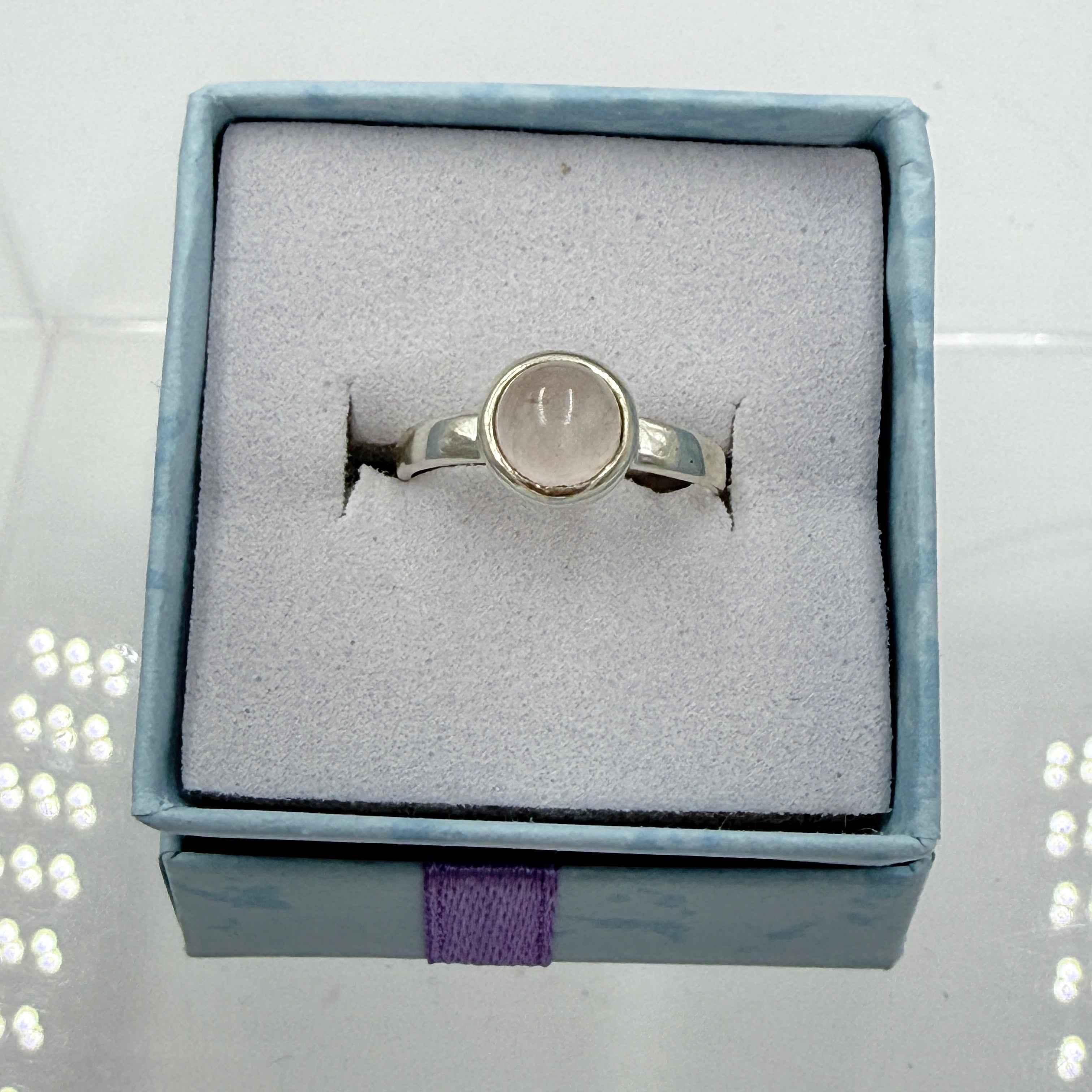 Sterling Silver Round Rose Quartz - Size 5 - Loving, Soothing & Heart Opening | Rings | Wiccan Center