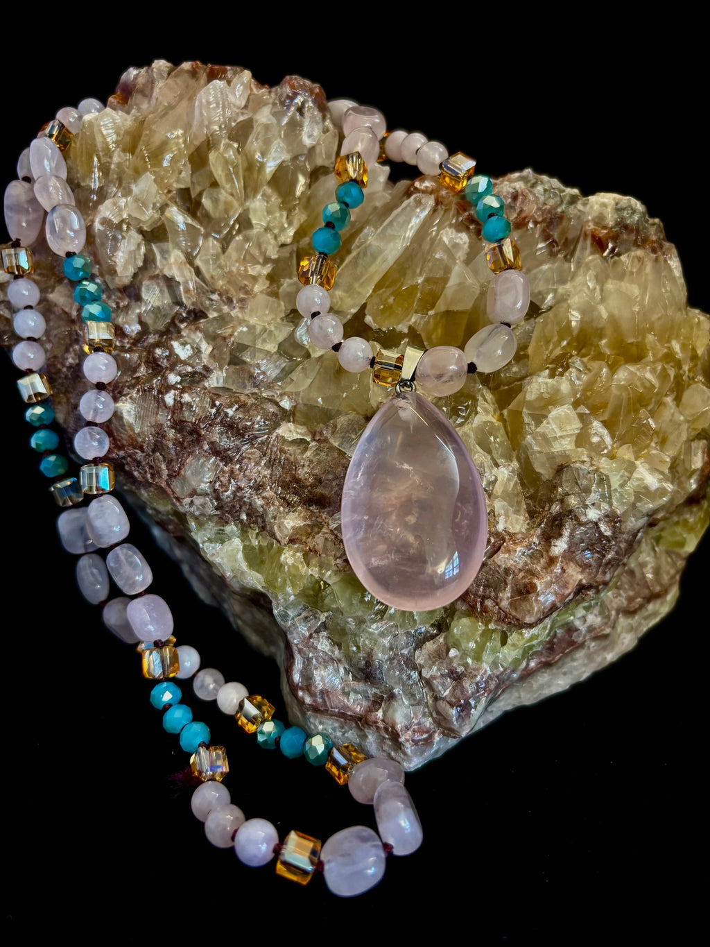 Blush Glow Harmony Necklace | Elegant Beaded Statement Jewelry | | Wiccan Center
