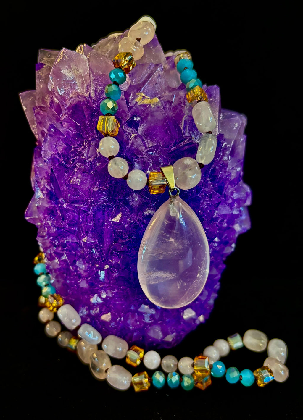 Blush Glow Harmony Necklace | Elegant Beaded Statement Jewelry | | Wiccan Center