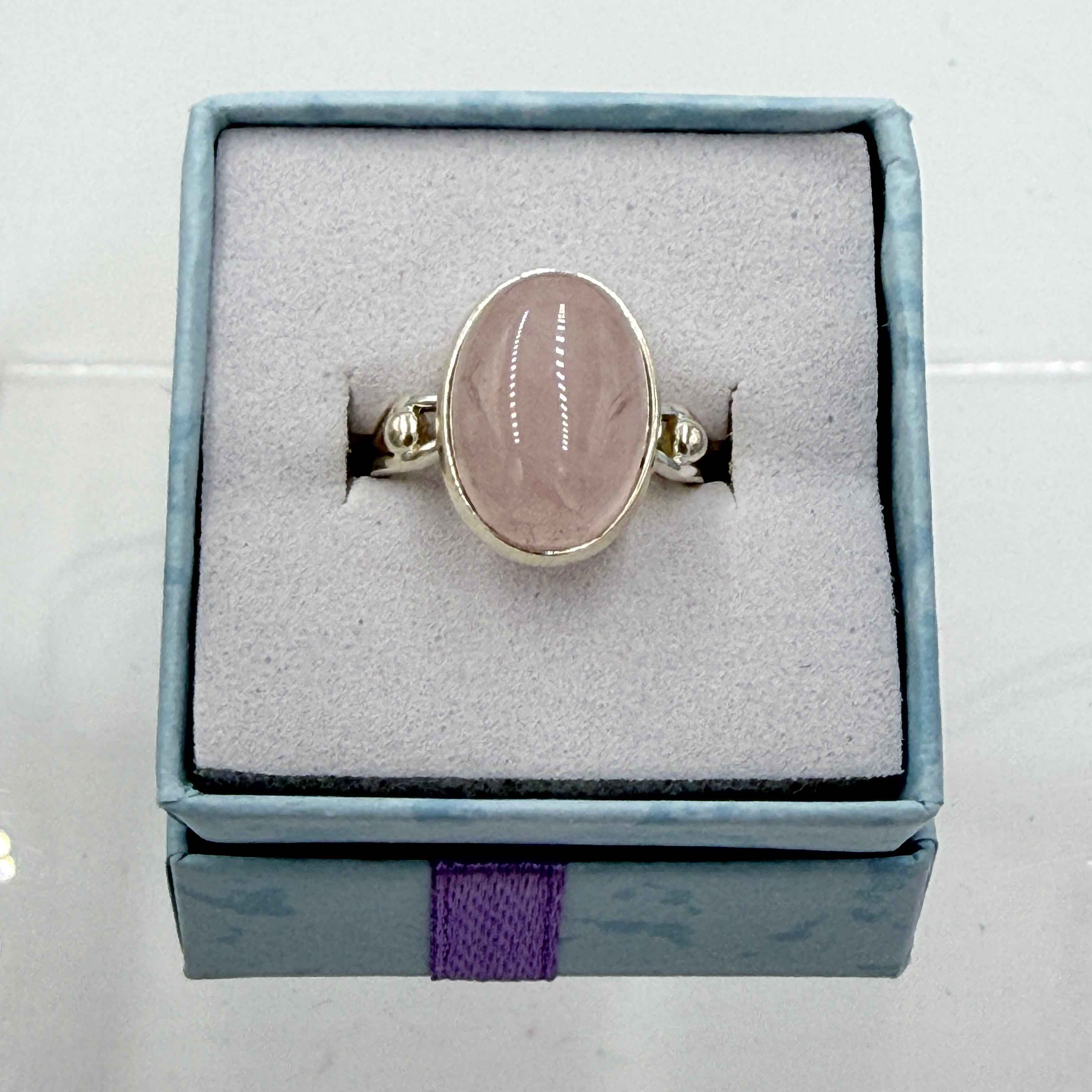 Sterling Silver Oval Rose Quartz - Size 5 - Loving, Soothing & Heart Opening | Rings | Wiccan Center
