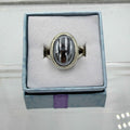 Sterling Silver Split Banded Oval Terahertz Ring - Size 7 - Healing, Energizing & Cleansing | Rings | Wiccan Center