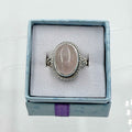 Sterling Silver Rope Banded Oval Rose Quartz - Size 10 - Loving, Soothing & Heart Opening | Rings | Wiccan Center