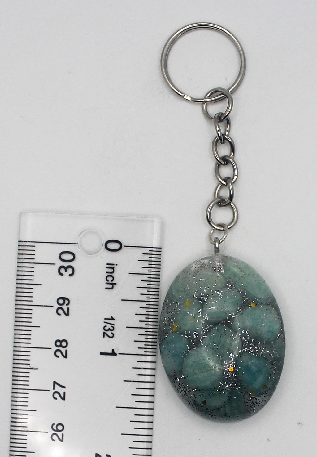 Resin Amazonite Chip Keychain | | Wiccan Center