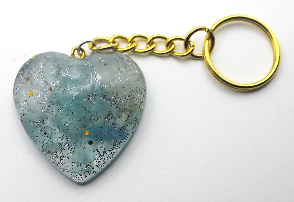 Resin Aquamarine Heart Keychain | | Wiccan Center
